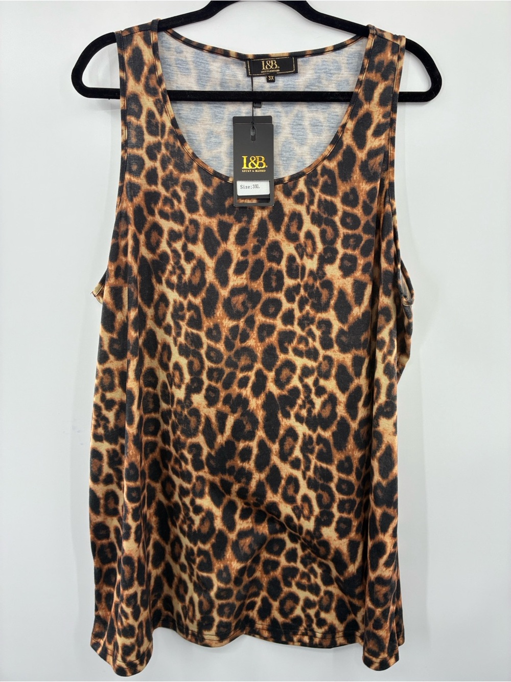 Lucky & Blessed Leopard Print Sleeveless Women’s Tank Top - Brown/Black size: 3X